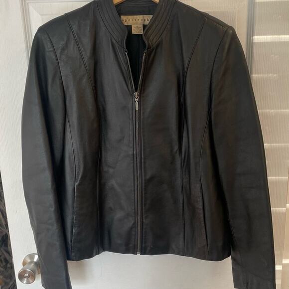 Vintage 90's Apostrophe Black Genuine Leather Jacket in Women's Size 16 - Picture 2 of 10